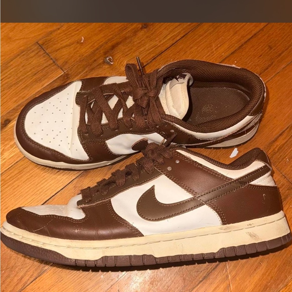 Nike Brown and White Low-Top Sneakers